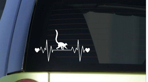Lemur heartbeat lifeline *I228* 8" wide Sticker decal zoo animal monkeys ape