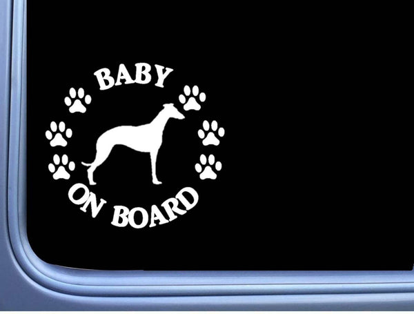 Baby on Board Whippet L500 6" Sticker greyhound decal