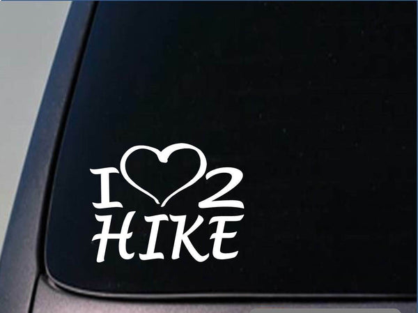 I heart to hike sticker *H179* 8 inch wide vinyl hiking camp decal