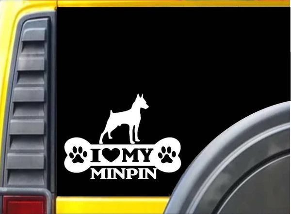 Minpin Bone Sticker L103 8 inch Miniature pinscher dog decal