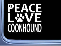 Coonhound Peace Love L590 Dog Sticker 6" decal