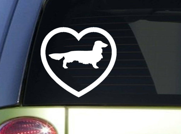 Longhaired Dachshund Heart Sitcker *I853* 6x6 inch decal  ˜