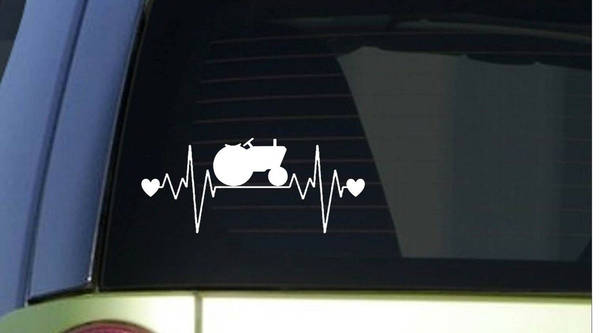 Tractor Heartbeat Lifeline Wide Vinyl Decal – 8 Inch
