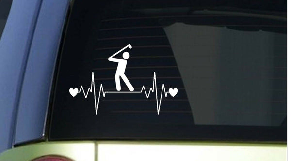 Golf heartbeat lifeline *I219* 8" wide Sticker decal golf ball driver