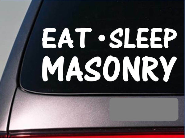Eat Sleep Masonry Sticker *G940* 8" vinyl mason brick trowel hard hat block