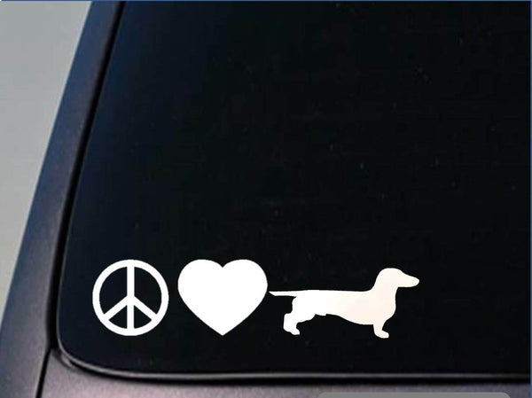 Peace love Dachshund sticker *H92* 8" vinyl weinerdog