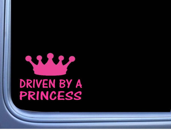 Driven by a Princess PINK L974 6" Sticker decal girl window crown