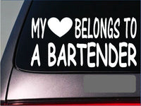 Bartender My heart belongs Sticker *G473* 8" Vinyl Decal mixed drink shot glass