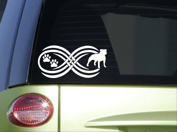 Tribal Pitbull Uncropped Infinity Sitcker *I799* 8.5 inch wide pit bull decal