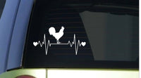 Rooster heartbeat lifeline *I243* 8" wide Sticker decal chicken coop