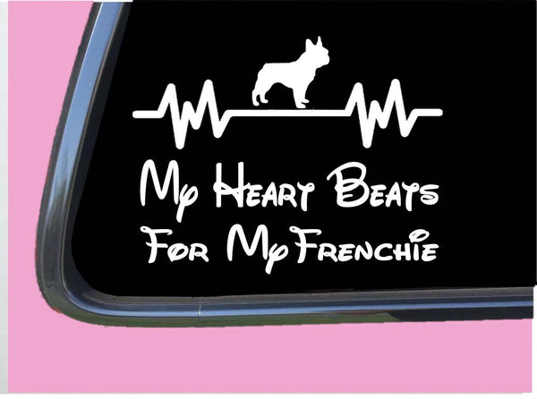 Frenchie Heart Beats for Lifeline TP 383 vinyl 6" dog breed Decal Sticker