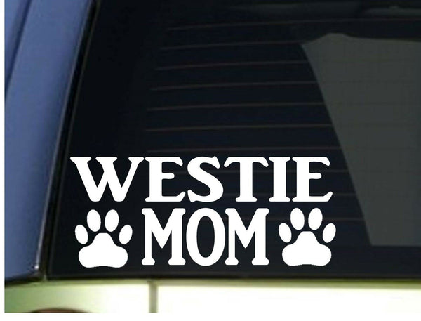 Westie Mom sticker *H313* 8.5 inch wide vinyl west highland white terrier