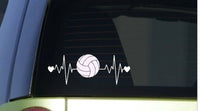 Volleyball heartbeat lifeline *I263* 8" wide Sticker decal spike set dig