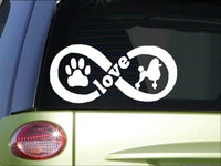 Poodle Infinity sticker *H386* 4 x 8.5  inch vinyl dog love decal