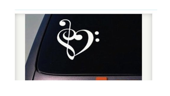 treble clef base clef heart decal music decal sticker singer Microphone *C543*