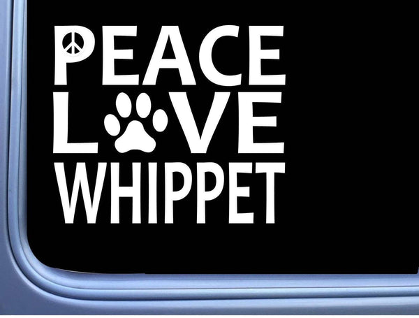 Whippet Peace Love L605 Dog Sticker 6" decal