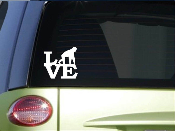 Chimpanzee love sticker *H165* 6" vinyl chimp decal