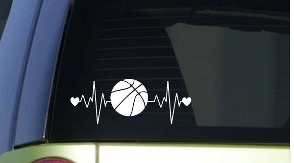 Basketball  heartbeat lifeline *I174* 8" wide Sticker decal