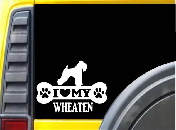 Wheaten Terrier Bone Sticker L195 8 inch dog decal
