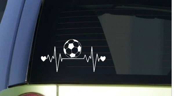 Soccer heartbeat lifeline *I252* 8" wide Sticker decal goalie ball net