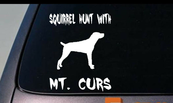 SQUIRREL HUNT WITH MT. CUR 6" STICKER SQUIRREL DOG TREEDOG E COLLAR DOGBOX