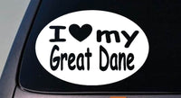 I LOVE MY GREAT DANE STICKER DOG  TRUCK WINDOW 6" STICKER DECAL