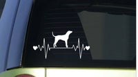 Coonhound heartbeat lifeline *I197* 8" wide Sticker decal coonhunting