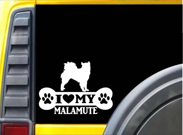 Malamute Bone Sticker L021 8 inch alaskan sled dog decal