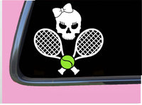 Tennis Skull Girl Sticker TP 409 vinyl 6" Decal racquet balls