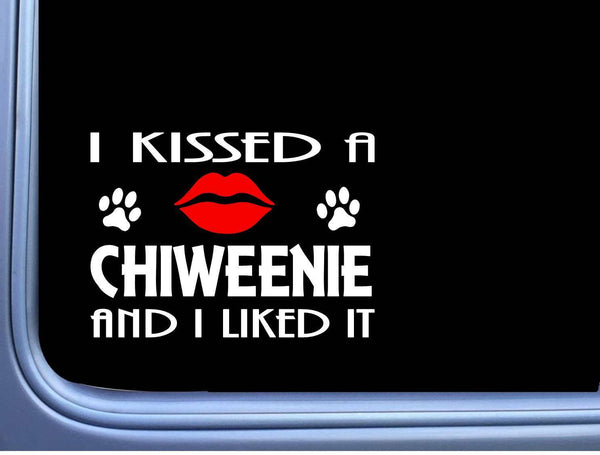 Chiweenie Kissed L936 8" chihuahua dachshund dog window decal sticker