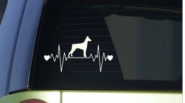 Doberman heartbeat lifeline *I204* 8" wide Sticker decal doberman pinscher