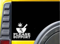 Please Support K735 Medicinal Marijuana 6 inch sticker decal