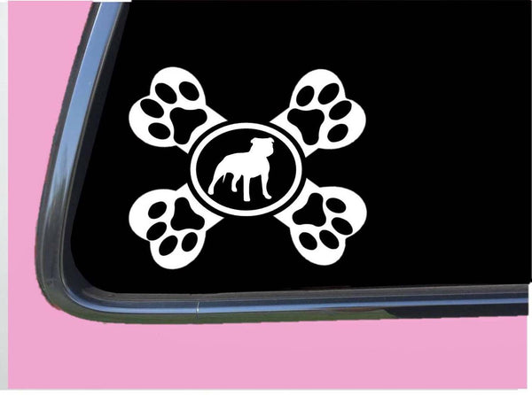 Pitbull UnCropped Crossbone TP 640 dog Decal 6 inch Sticker dog american bully