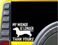 My Wiener is Longer K466 6 inch Sticker dachshund dog decal