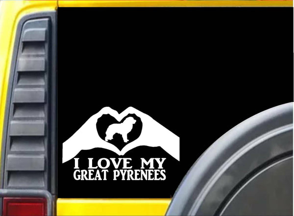 Great Pyrenees Heart Hands Sticker k661 8 inch dog decal