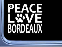 Dogue de Bordeaux Peace Love L619 Dog Sticker 6" decal