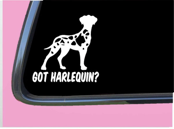 Got Harlequin Great Dane uncropped TP 548 vinyl 6" Decal Sticker mastiff feeder