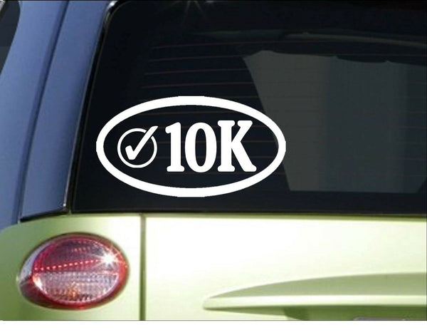 10K Check Oval *H971* 8" Sticker decal run shoes running shorts marathon bottle