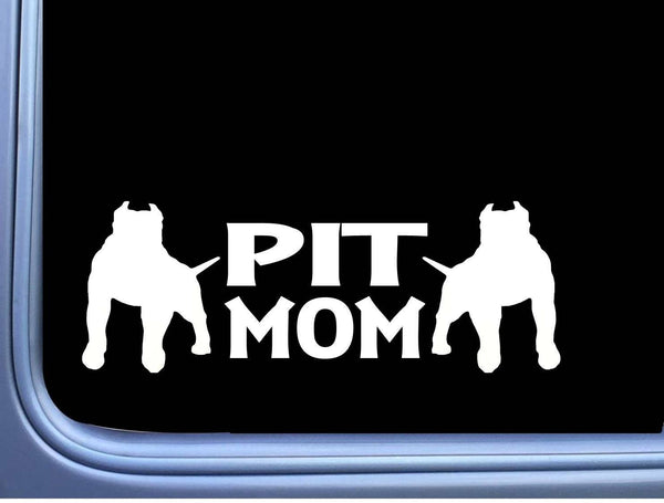 Pit Mom L234 dog 8 inch pit bull sticker decal