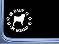 Baby on Board Pug L535 6" Sticker dog decal