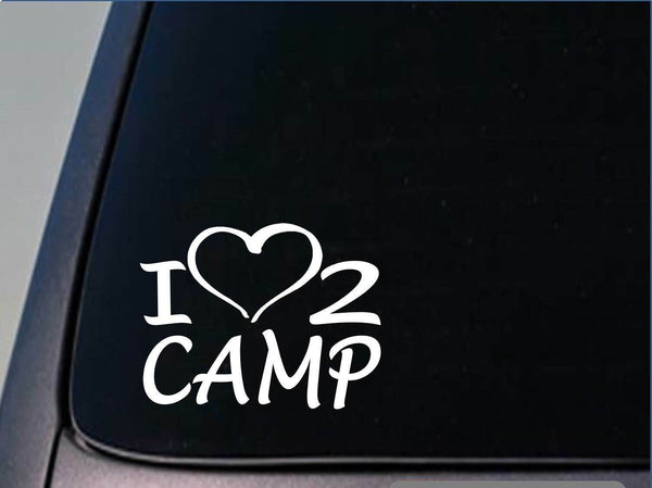 I heart to camp sticker *H182* 8 inch wide vinyl tent camper decal