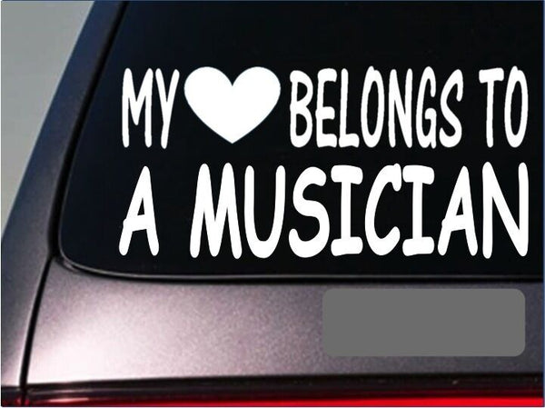 Musician My heart belongs Sticker *G539* 8" Vinyl guitar piano band mic singer