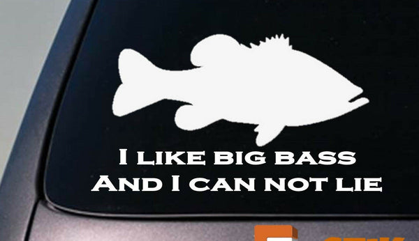 I like big Bass 6" sticker decal bait fishing rod reel lure *D692*