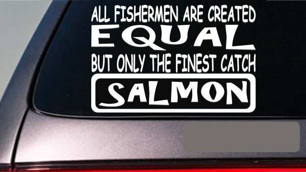 Salmon all people equal 6" sticker *E606* fishing rod reel line bait fly net