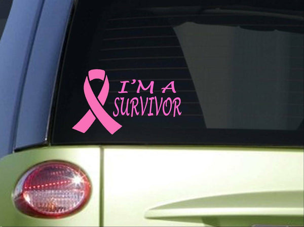 I'm A Survivor I681 8 inch Sticker decal cancer ribbon pink