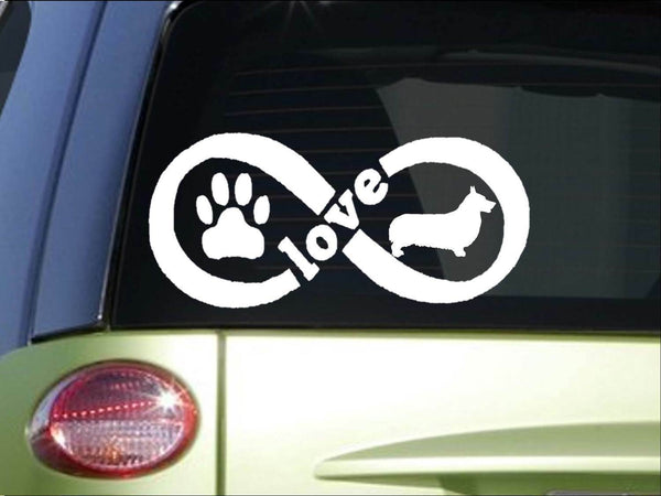 Pembroke Welsh Corgi Infinity sticker *H380* 4 x 8.5  inch vinyl dog love decal