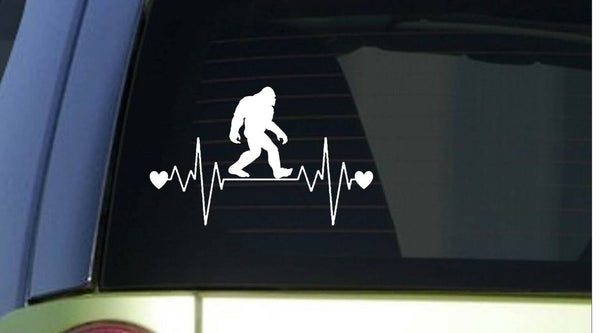 Bigfoot Sasquatch heartbeat lifeline *I179* 8" wide Sticker decal