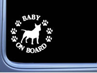 Baby on Board Bull Terrier L542 6" Sticker dog decal