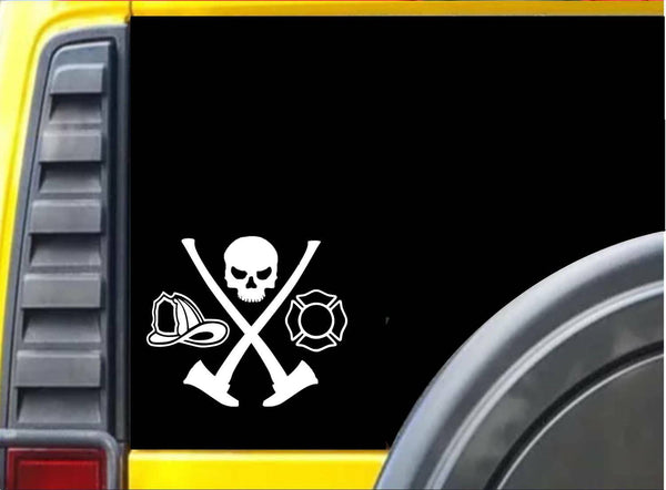 Fireman Skull Ax Hydrant K323 6 inch decal Maltese cross sticker