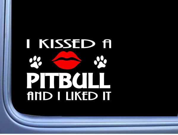 Pitbull kissed L847 8" dog window decal pit bull sticker